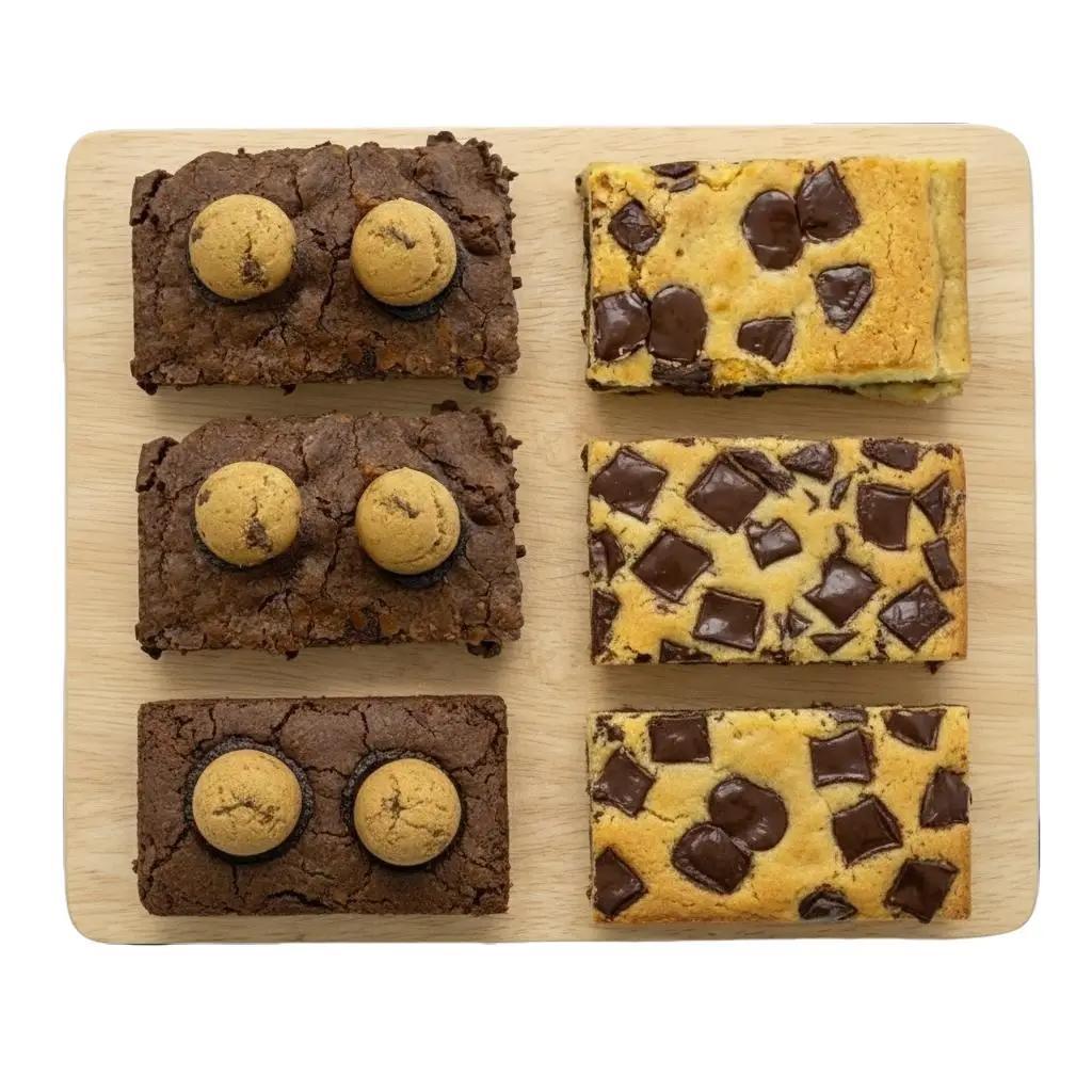Pack de 6 Brownies Mix: 3 de Cookies y 3 Blondies B&W - Pastelería Butterfly