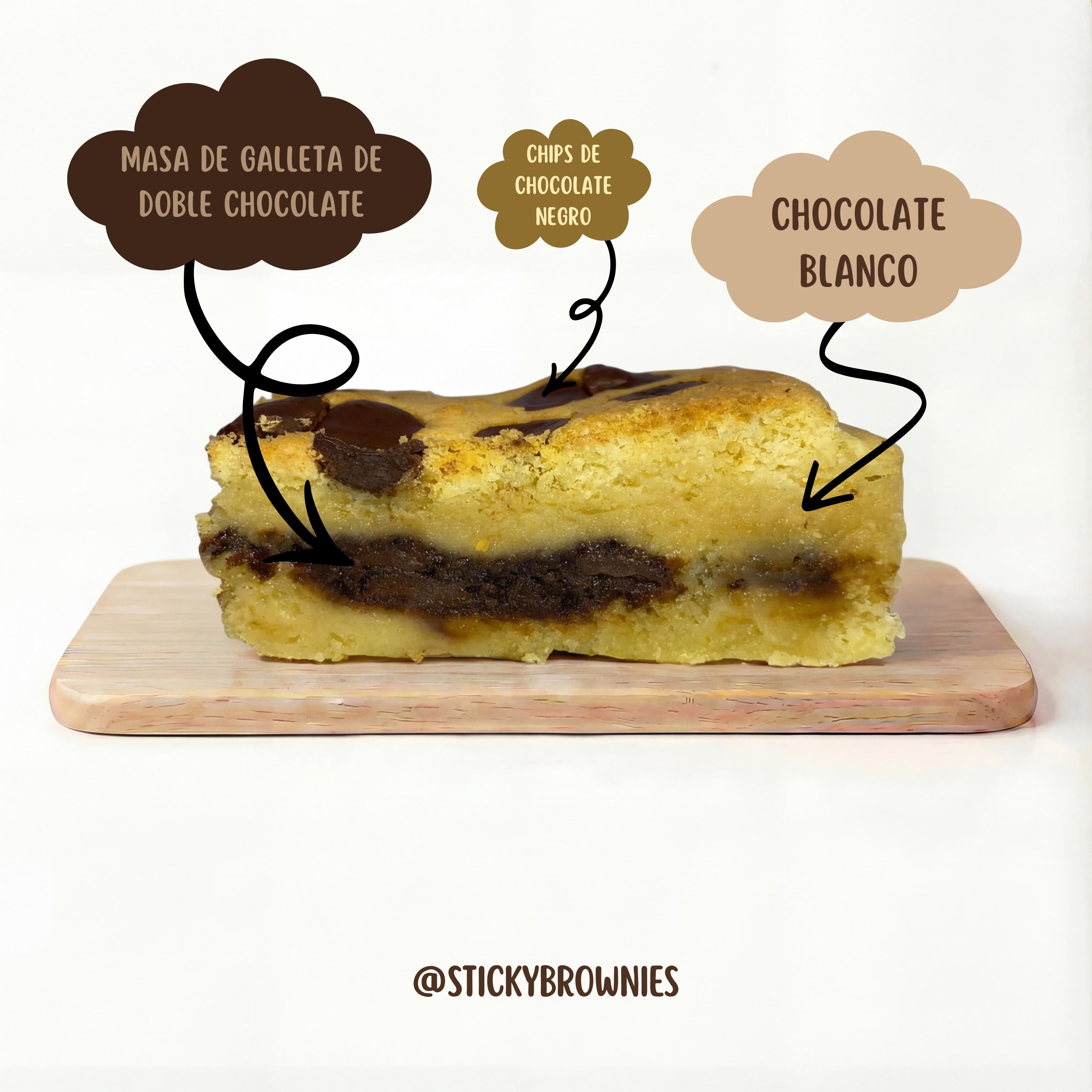 Pack de 4 Brownies Mix: 2 de Cookies y 2 Blondies B&W - Pastelería Butterfly