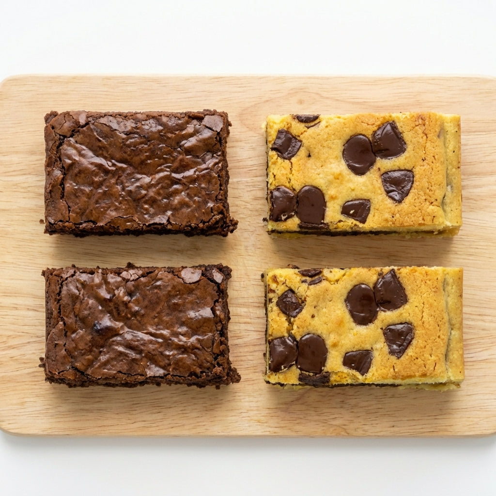 Pack de 4 Brownies Mix: 2 Tradicionales y 2 Blondies B&W - Pastelería Butterfly