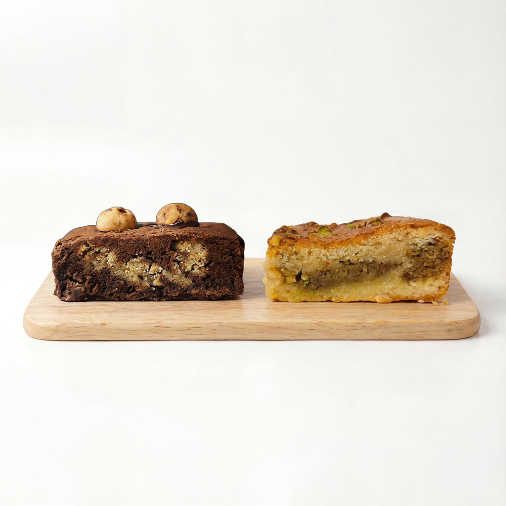 Pack de 4 Brownies Mix: 2 de Cookies y 2 Blondies de Pistacho - Pastelería Butterfly
