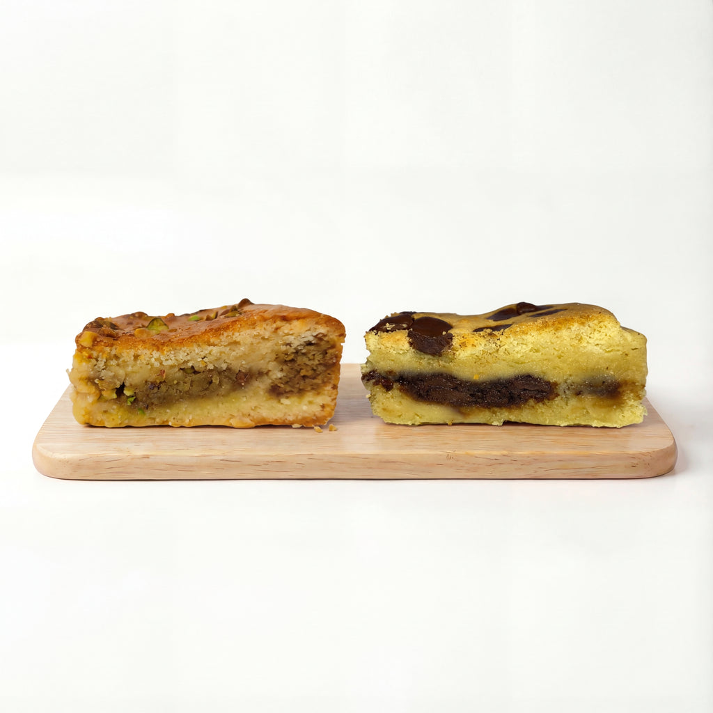 Pack de 4 Brownies Mix: 2 Blondies de Pistacho y 2 Blondies B&W - Pastelería Butterfly