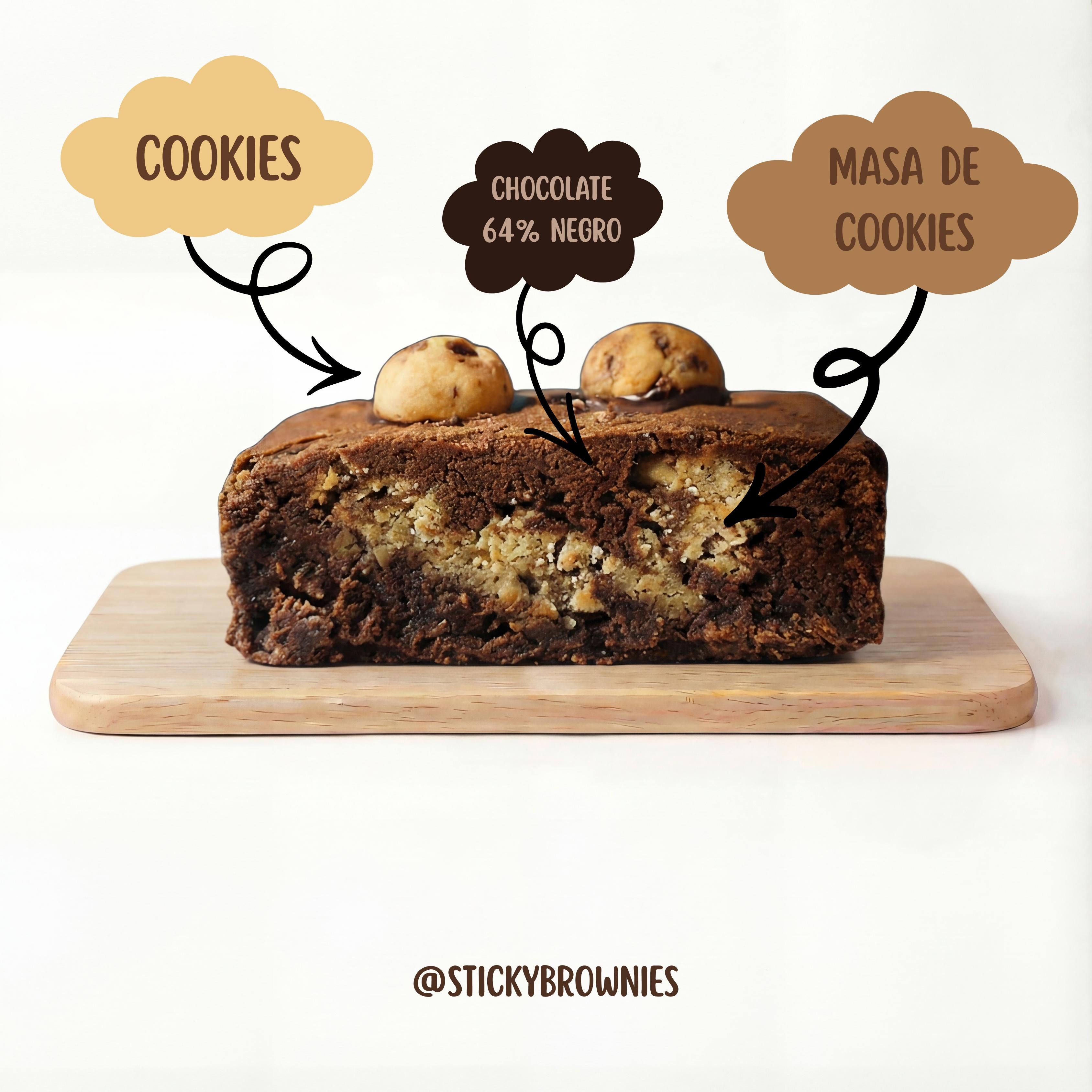 Pack de 4 Brownies Mix: 2 Tradicionales y 2 de Cookies - Pastelería Butterfly