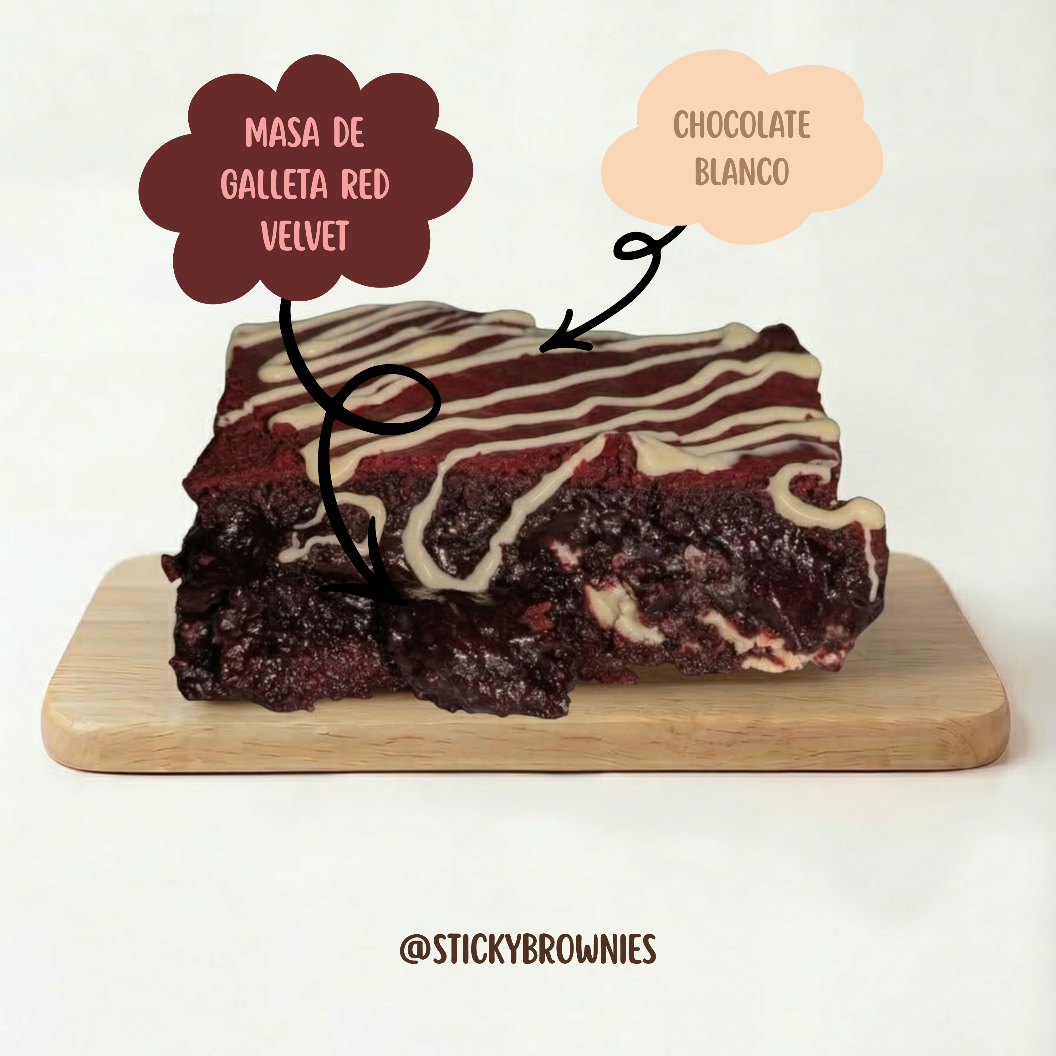 Pack de 4 Brownies: Red Velvet - Pastelería Butterfly